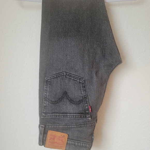 Black Levi's 501 High Rise Straight Leg Button Down Jeans - Picture 3 of 6
